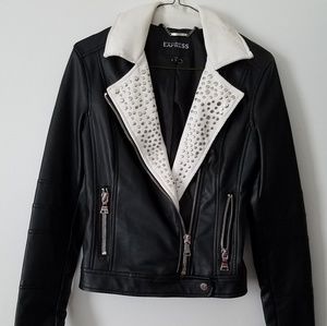 EXPRESS Rockstar Studded Vegan Leather XS Jacket